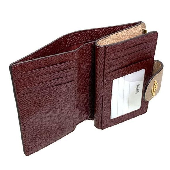 NWT - COACH Medium Corner Zip Wallet -  6390 Crossgrain Leather/Gold/Taupe $198 - Picture 7 of 9